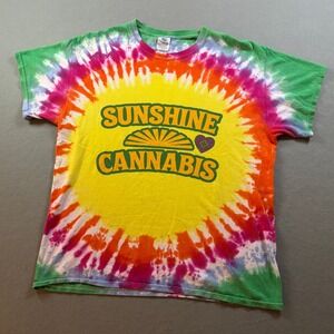 Sunshine Cannabis Tie Dye Shirt Mens L Colortone Free The Plant Sunburst Hippie